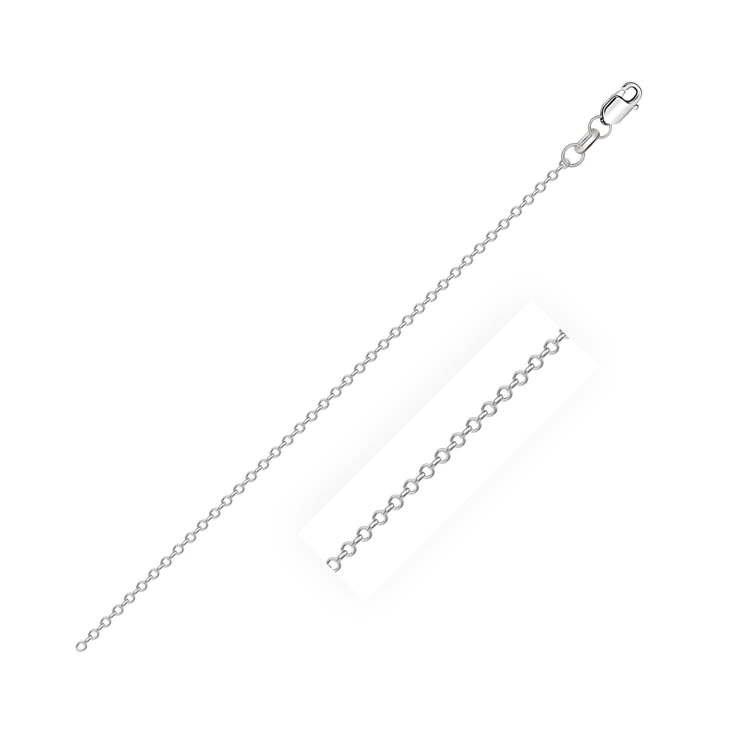 14k White Diamond Cut Cable Link Chain (0.87 mm)