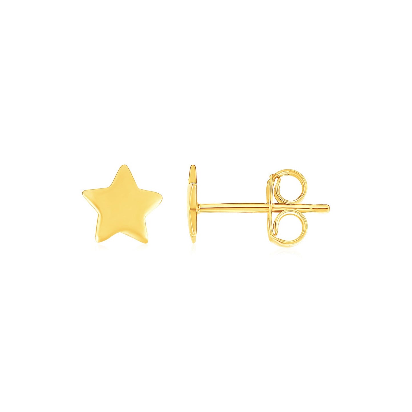 14k Yellow Gold Post Earrings with Stars(6.5mm)