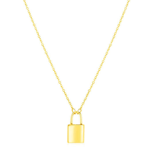 14k Yellow Gold Padlock Necklace