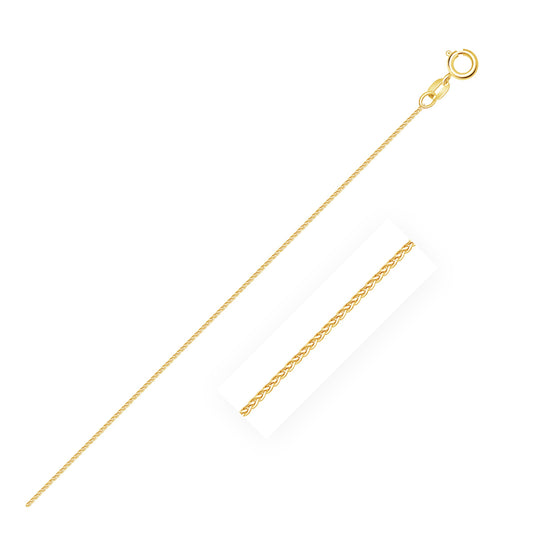 14k Yellow Gold Diamond Cut Round Wheat Chain (0.60 mm)