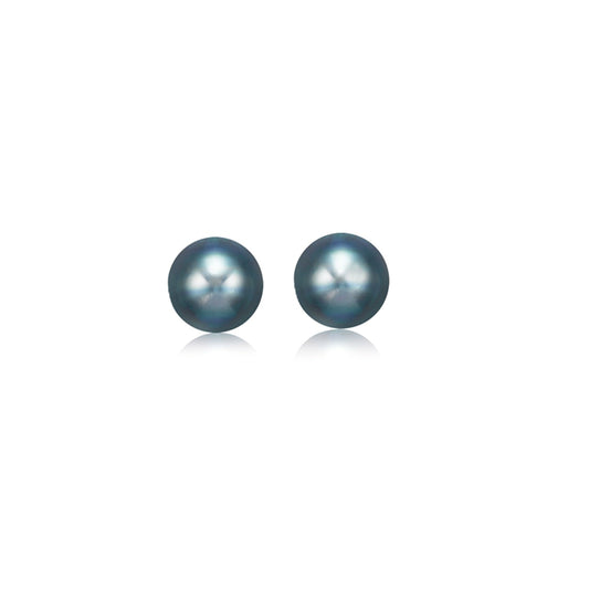 14k Yellow Gold Cultured Black Pearl Stud Earrings (6mm)