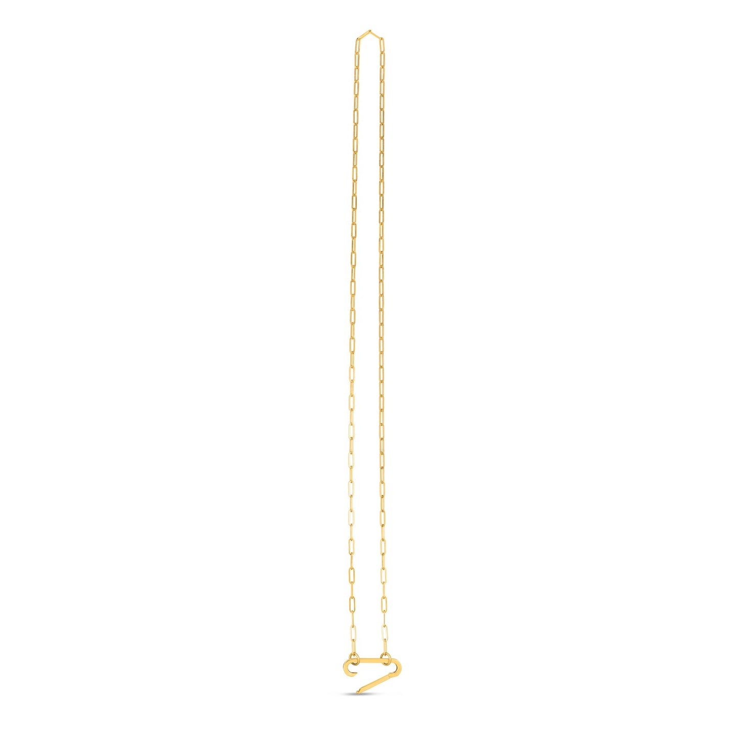 14k Yellow Gold Elongated Link Paperclip Necklace