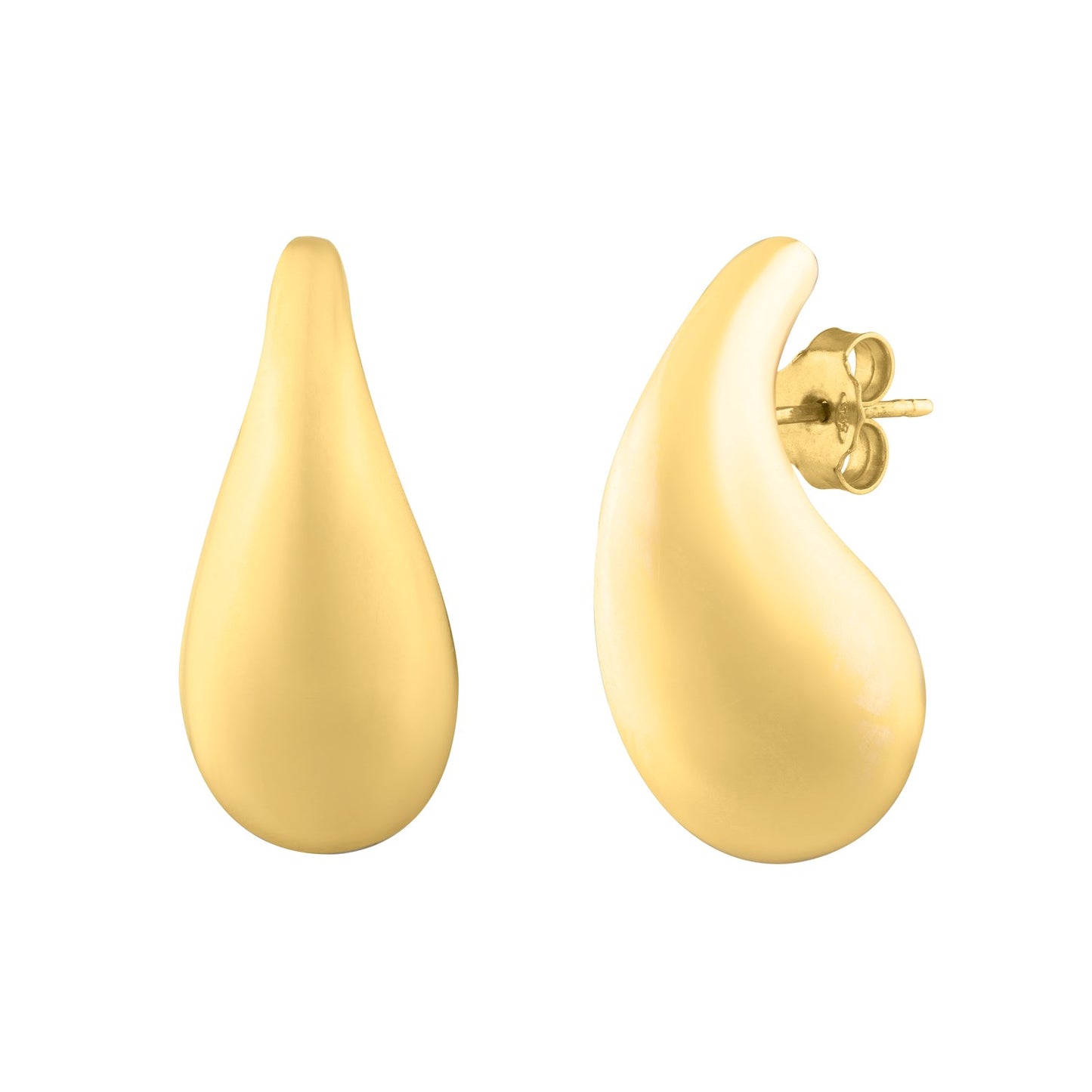 14k Yellow Gold Raindrop Studs