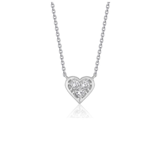 Diamond Heart Design Pendant in 14k White Gold