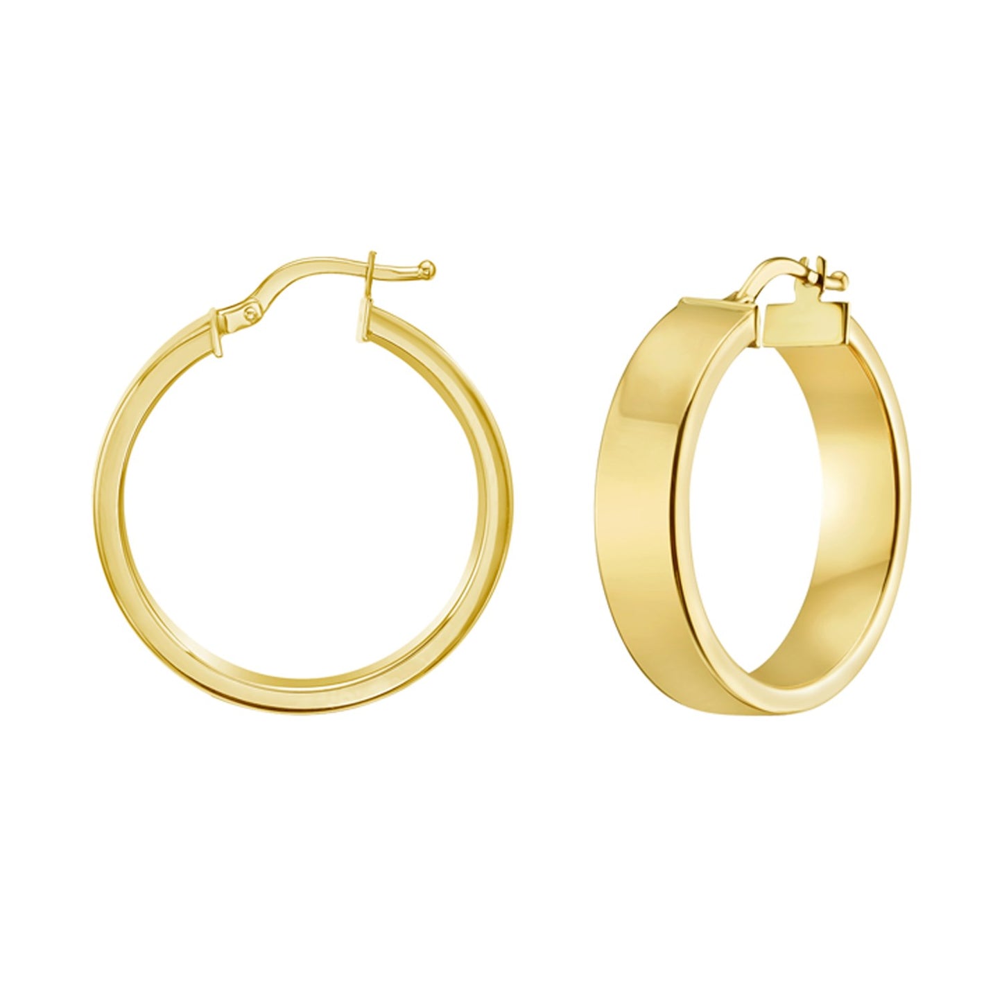 14k Yellow Gold Medium Square Tube Hoops Earrings