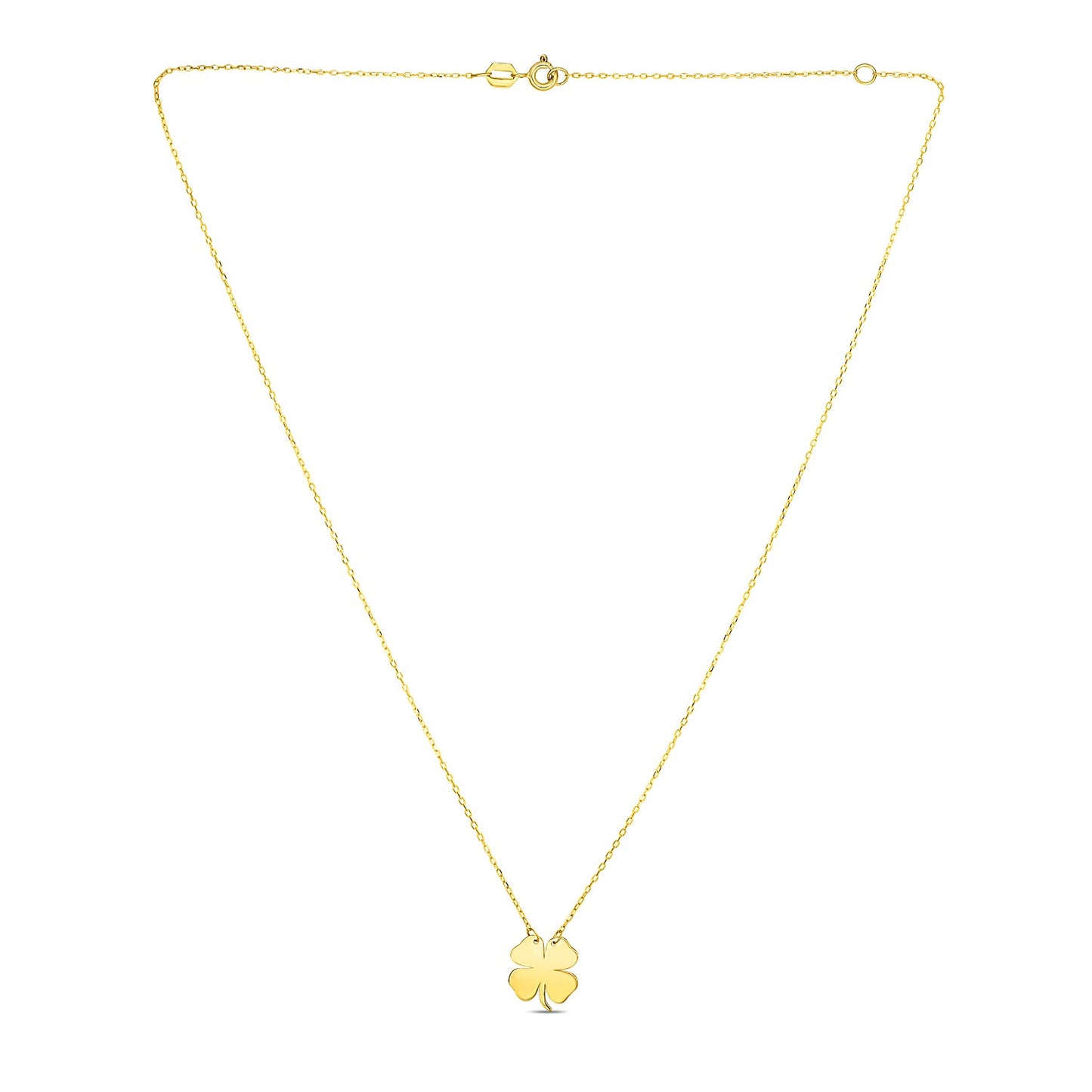 14K Yellow Gold Four Leaf Clover Necklace